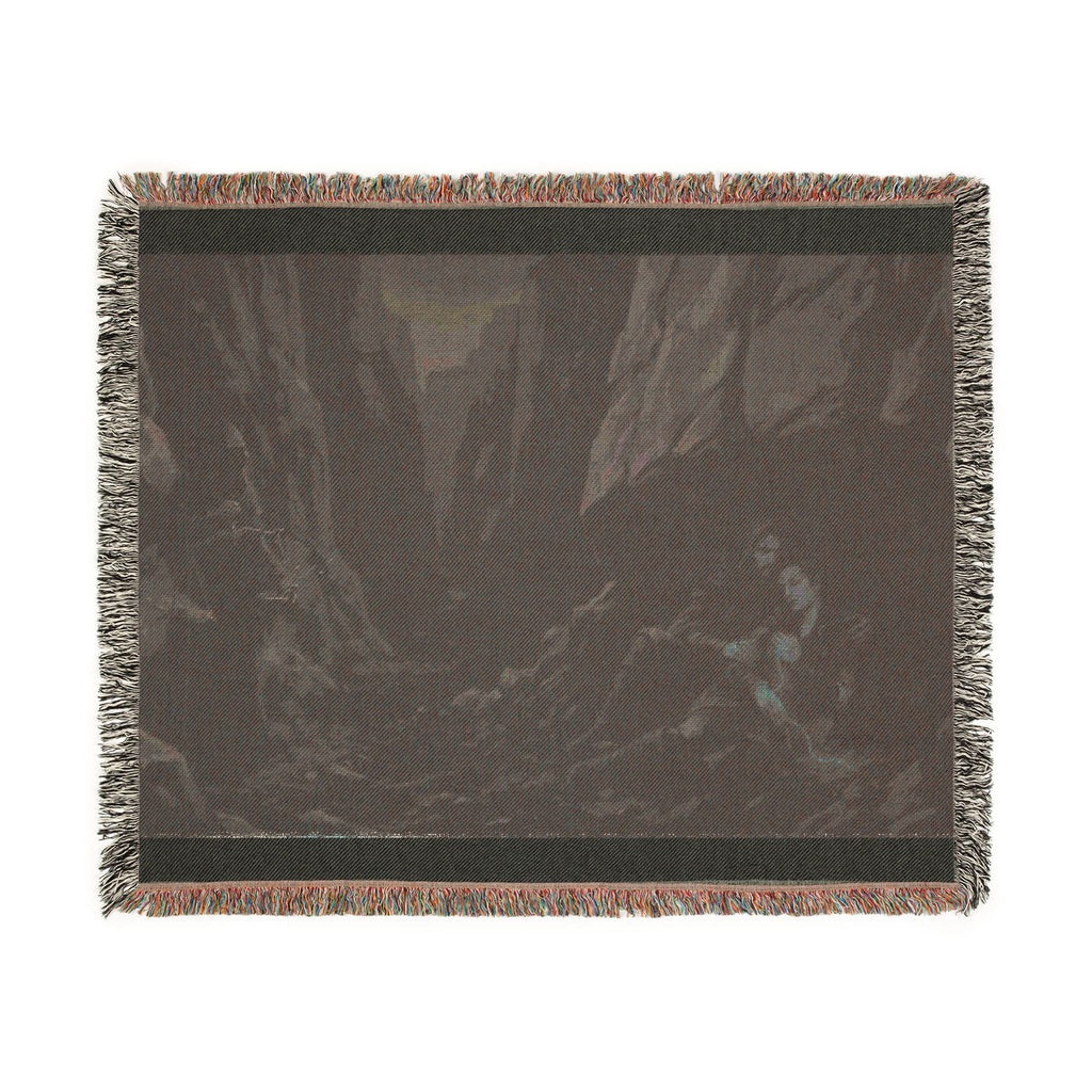 Gothic Cavern Woven Blanket — Dark Fantasy Cave Scene Throw