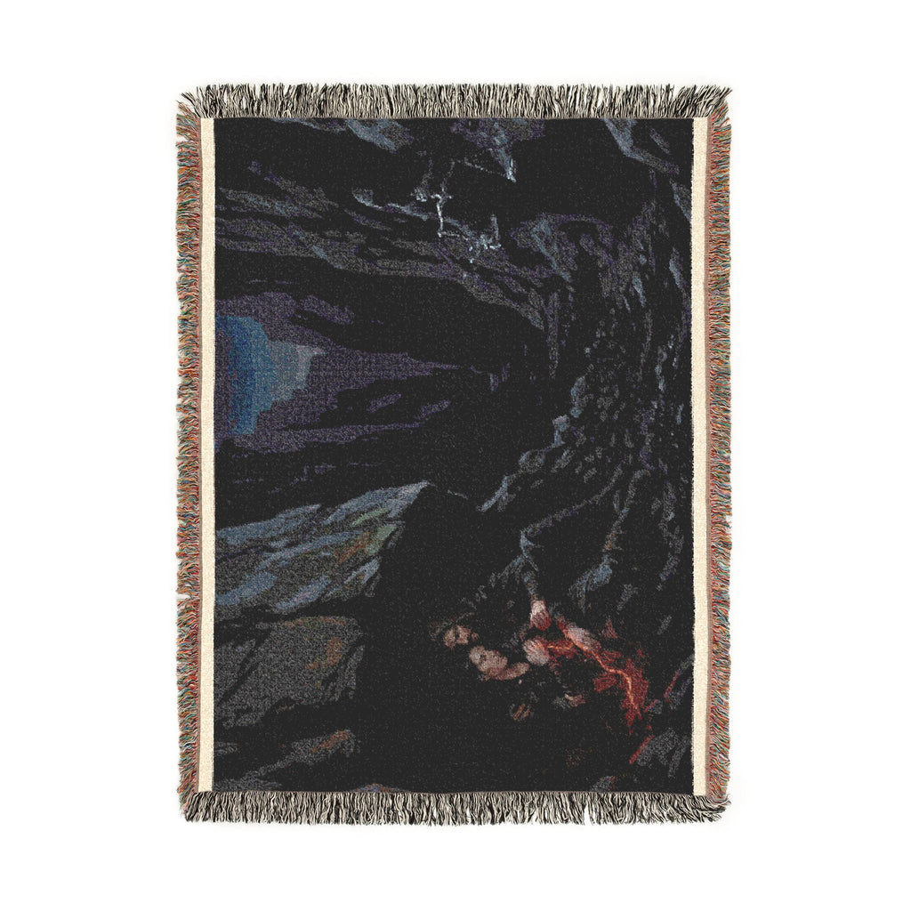 Gothic Cavern Woven Blanket — Dark Fantasy Cave Scene Throw