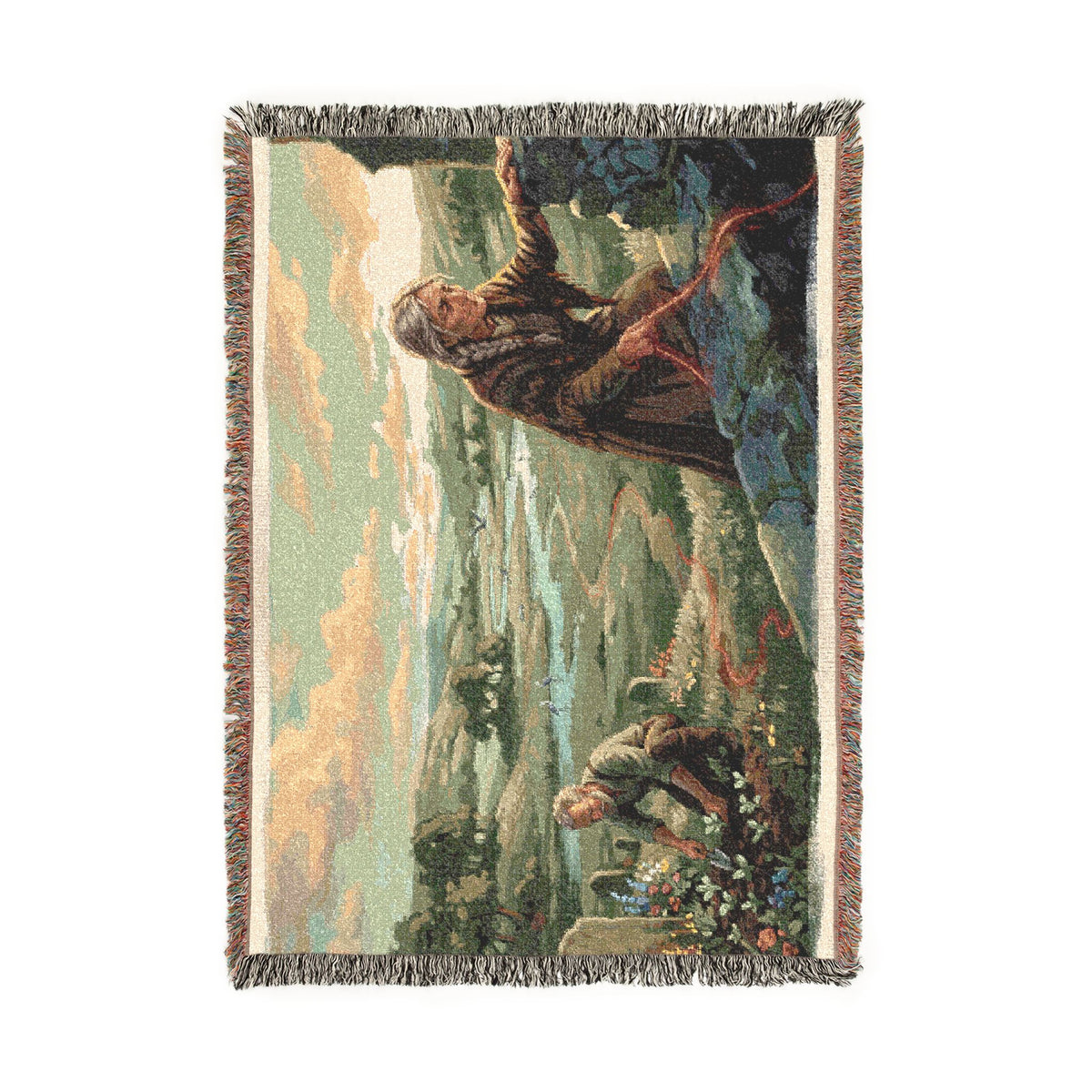 Pastoral Landscape Woven Blanket — Religious Countryside Throw