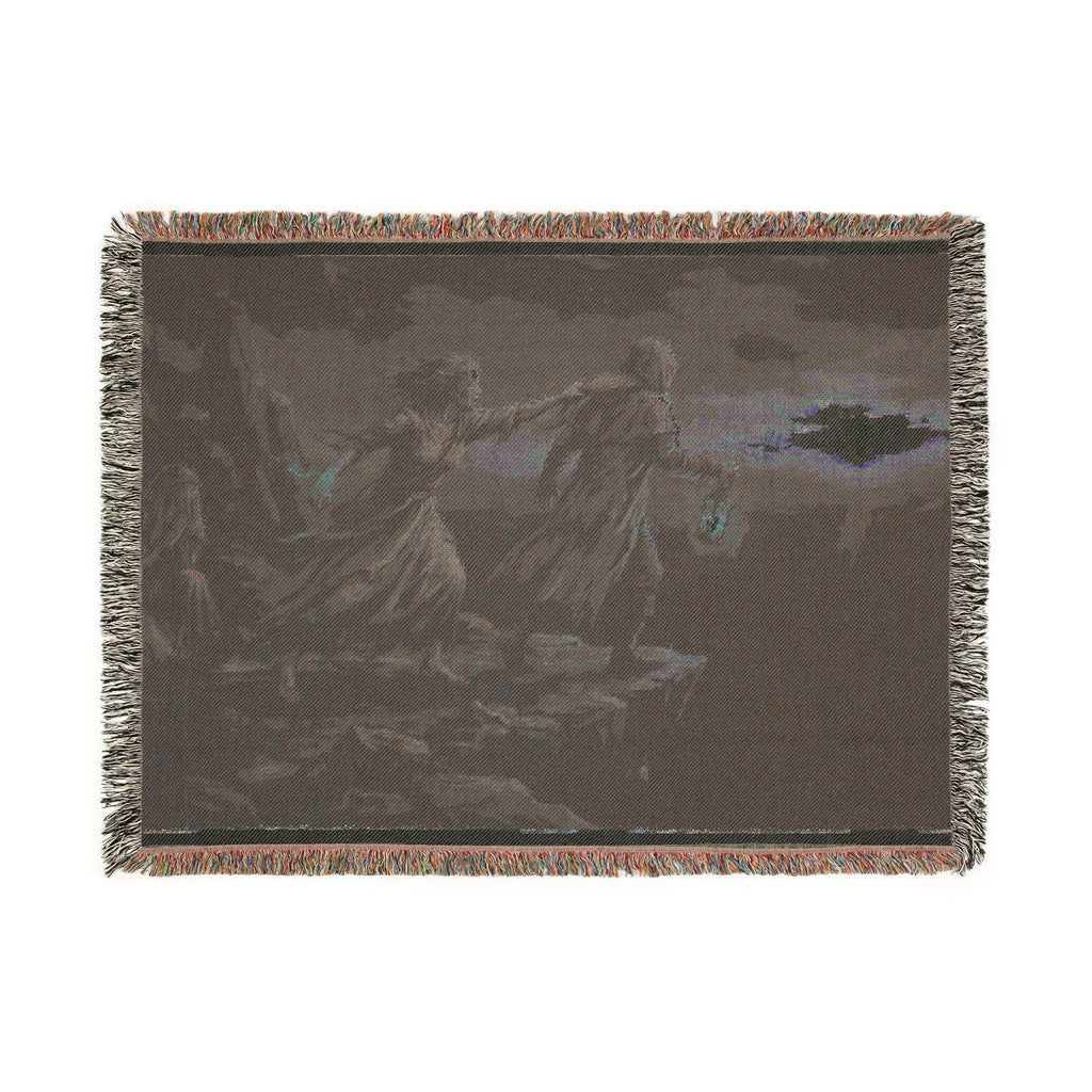 Grim Reaper Lantern Woven Blanket — Gothic Dark Fantasy Throw