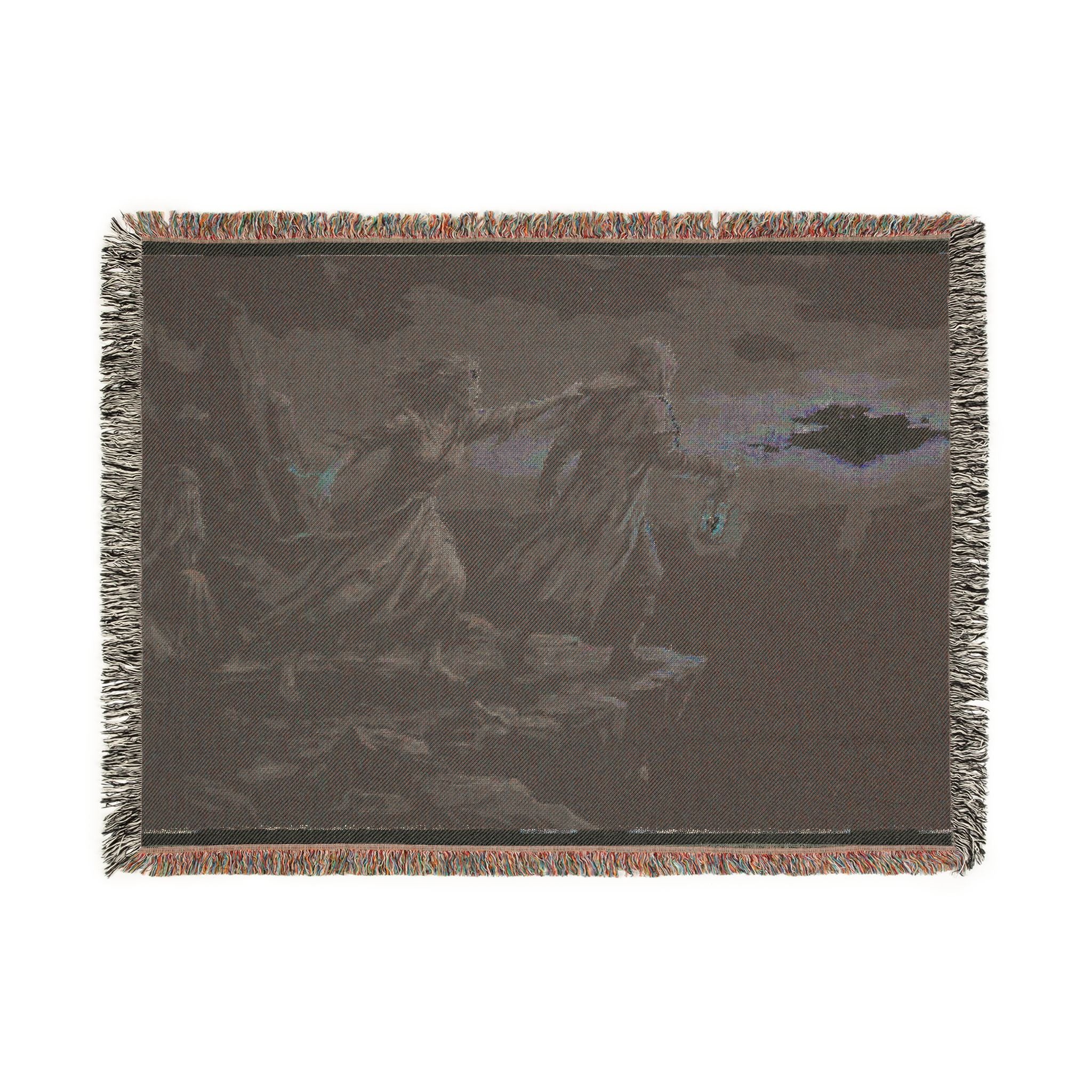 Grim Reaper Lantern Woven Blanket — Gothic Dark Fantasy Throw