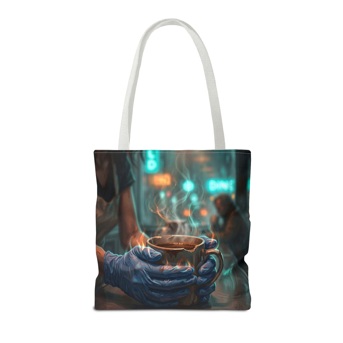 Cold Hands Warm Cup Tote Bag - Cozy Noir Diner Book Bag