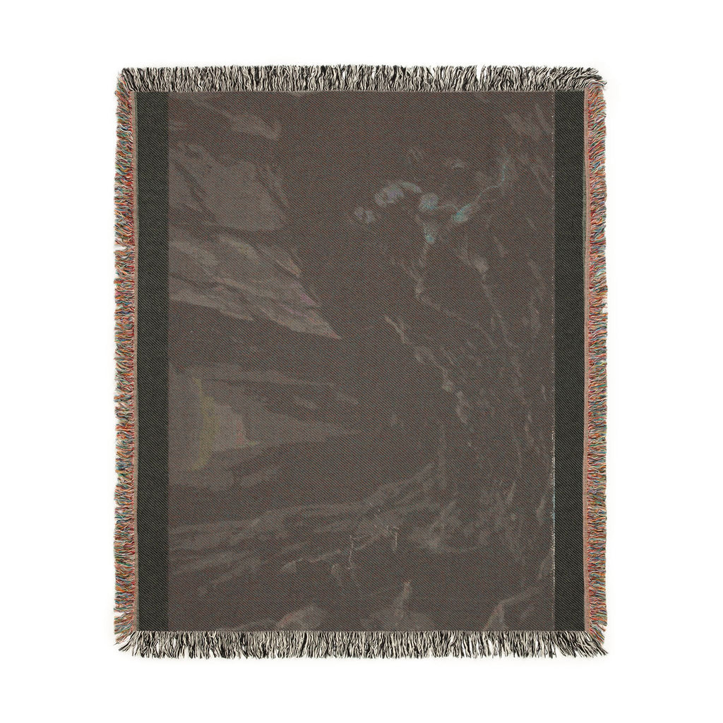 Gothic Cavern Woven Blanket — Dark Fantasy Cave Scene Throw