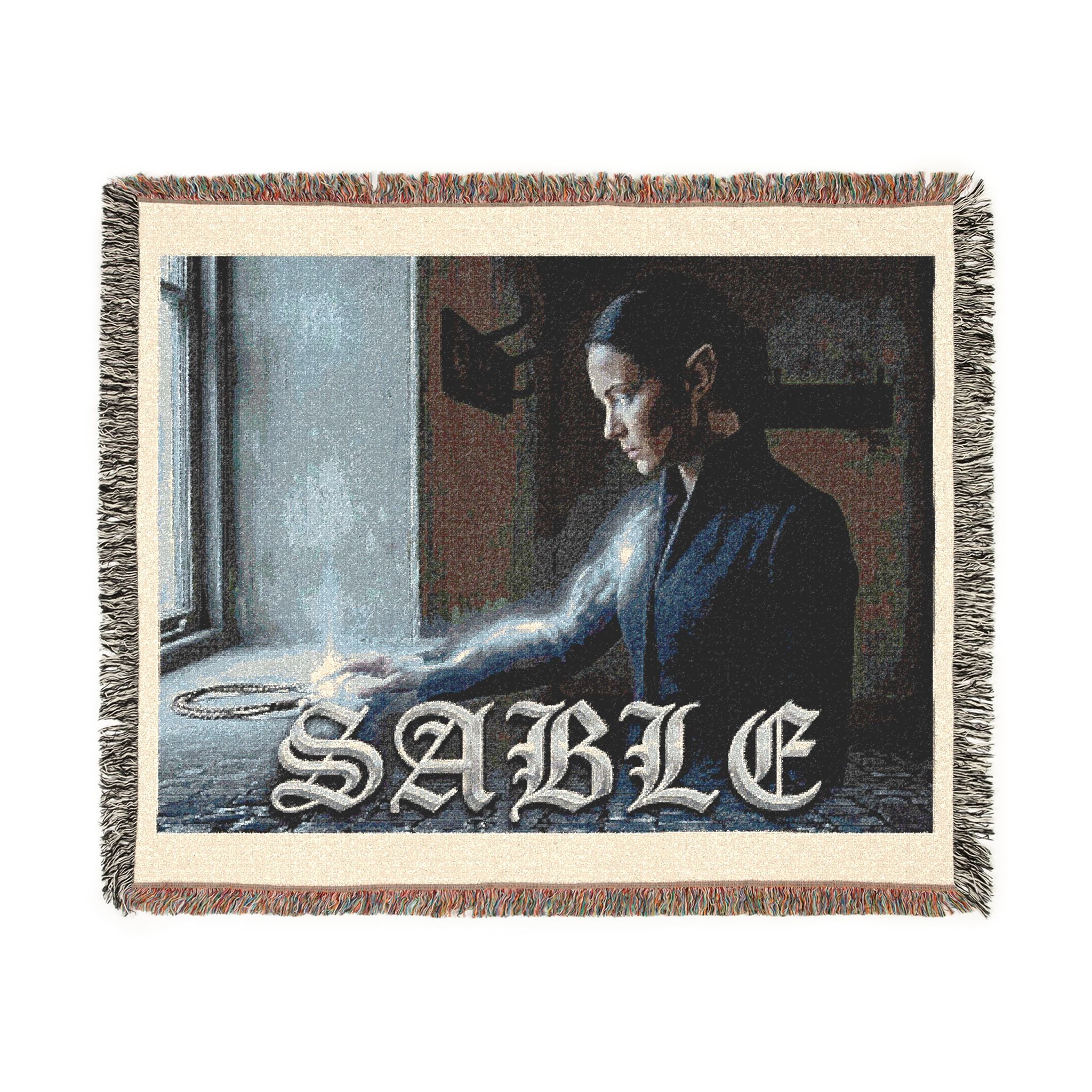 Woven Blanket — 'Sable' Vintage Girl at Window Tapestry Throw
