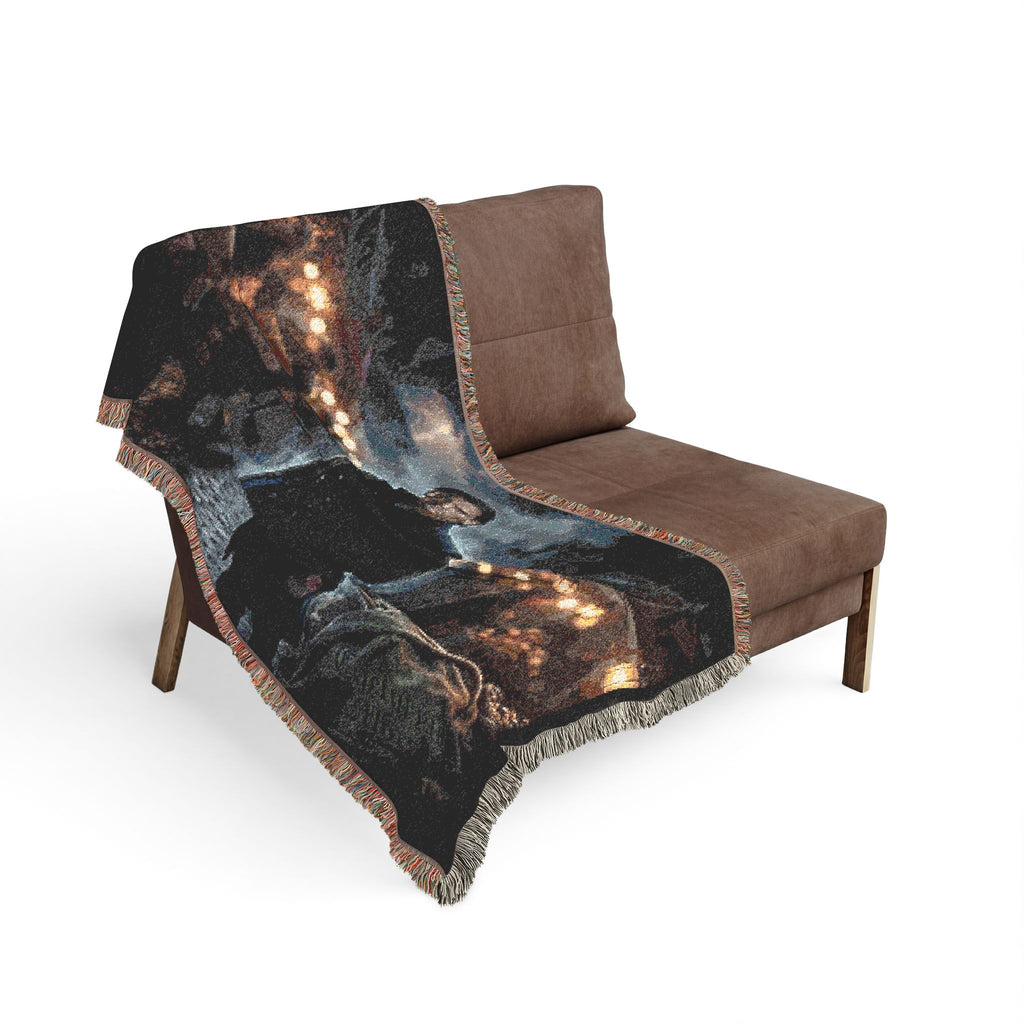 Demon in the Crowd Woven Blanket