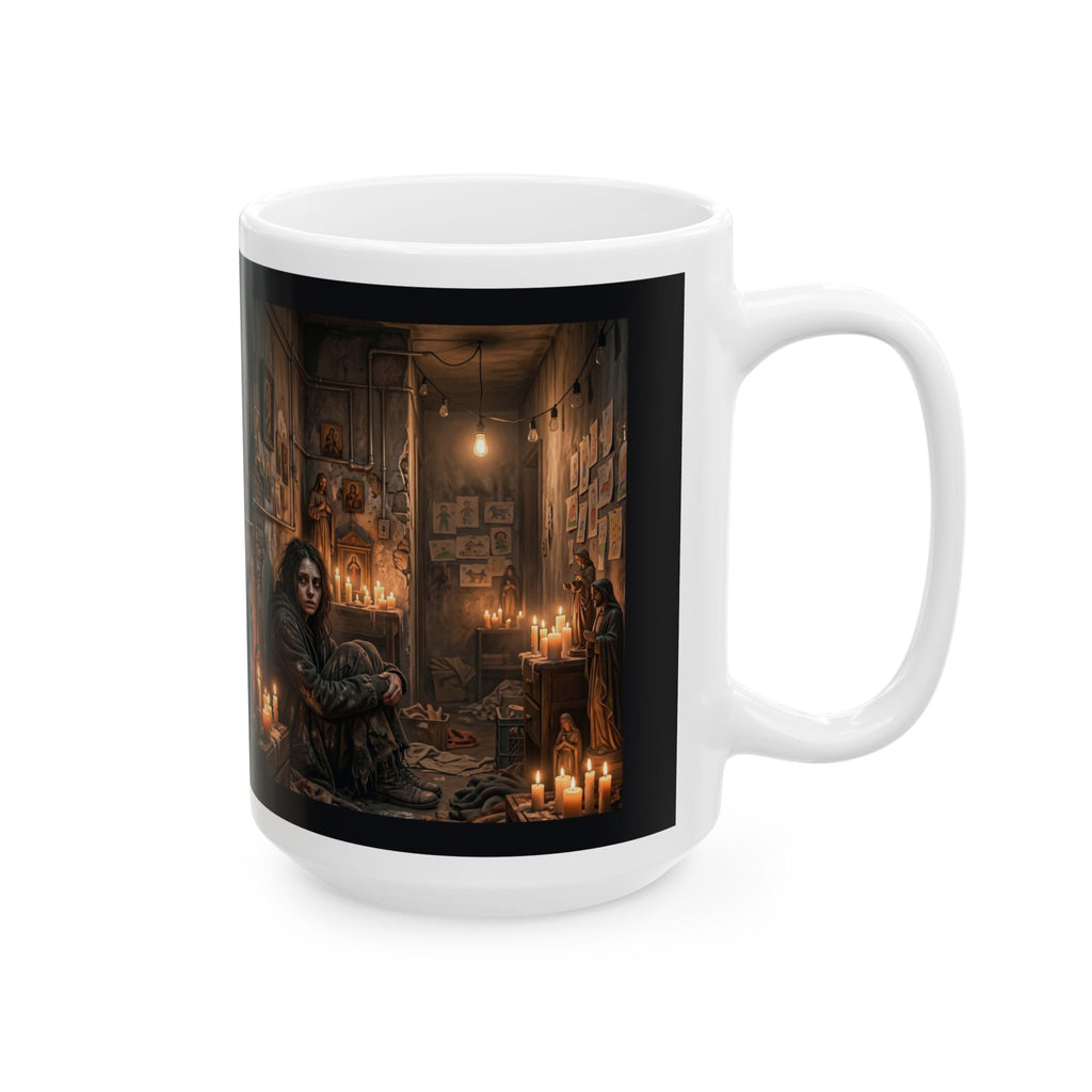 Candlelit Vigil Ceramic Mug - Gothic Shrine Dark Romance Coffee Cup