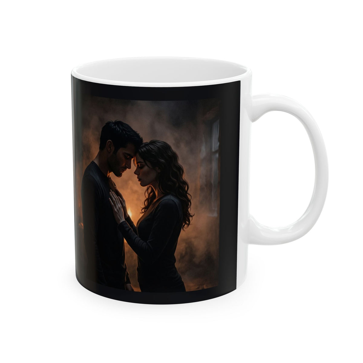 Two Shadows One Flame Ceramic Mug - Dark Romance Coffee Cup