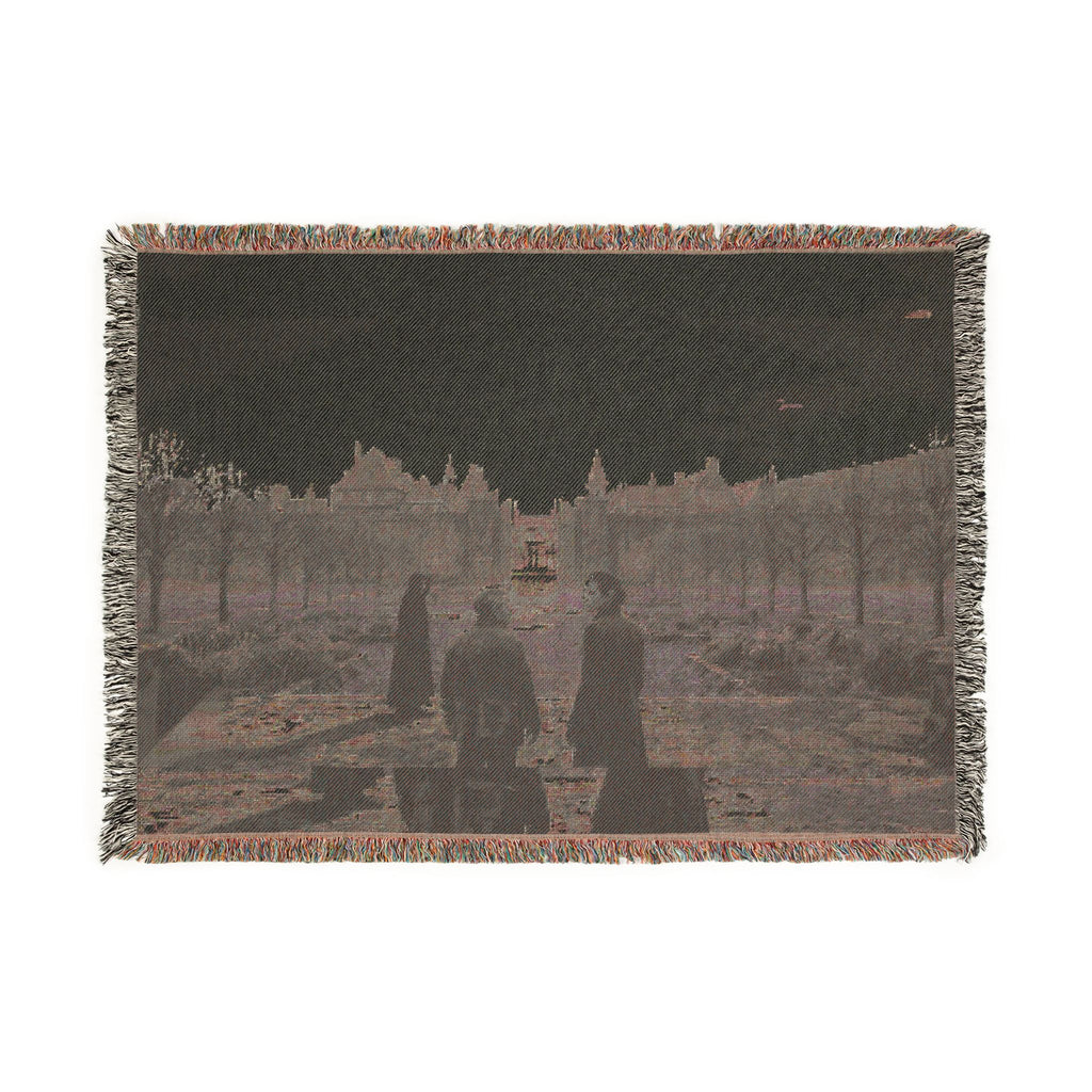 Gothic Castle Scene Woven Blanket — Vintage Travelers Tapestry Throw
