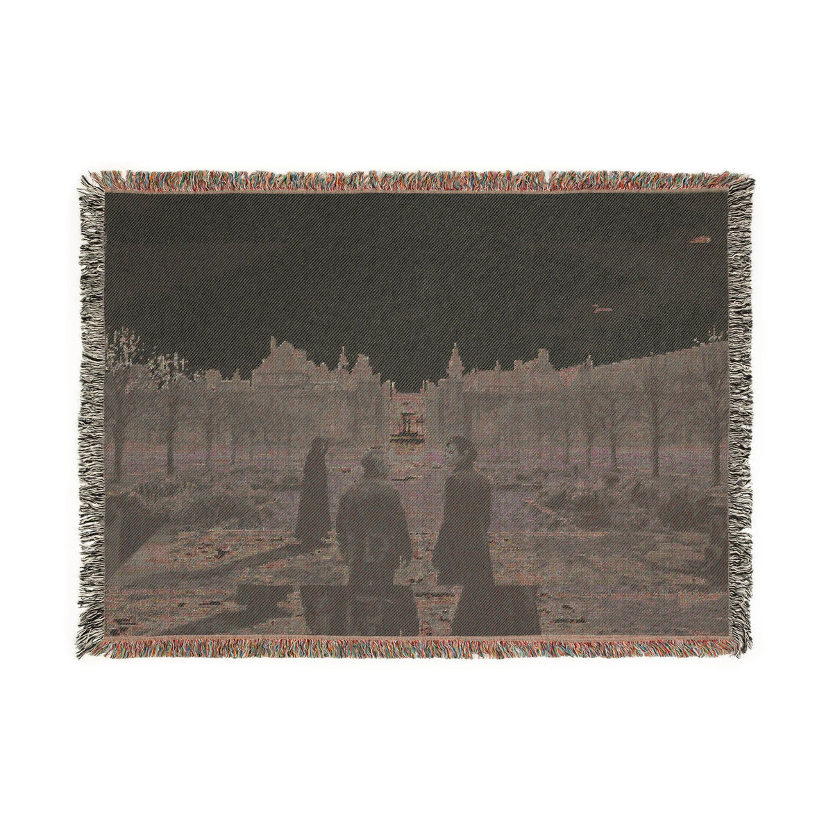 Gothic Castle Scene Woven Blanket — Vintage Travelers Tapestry Throw