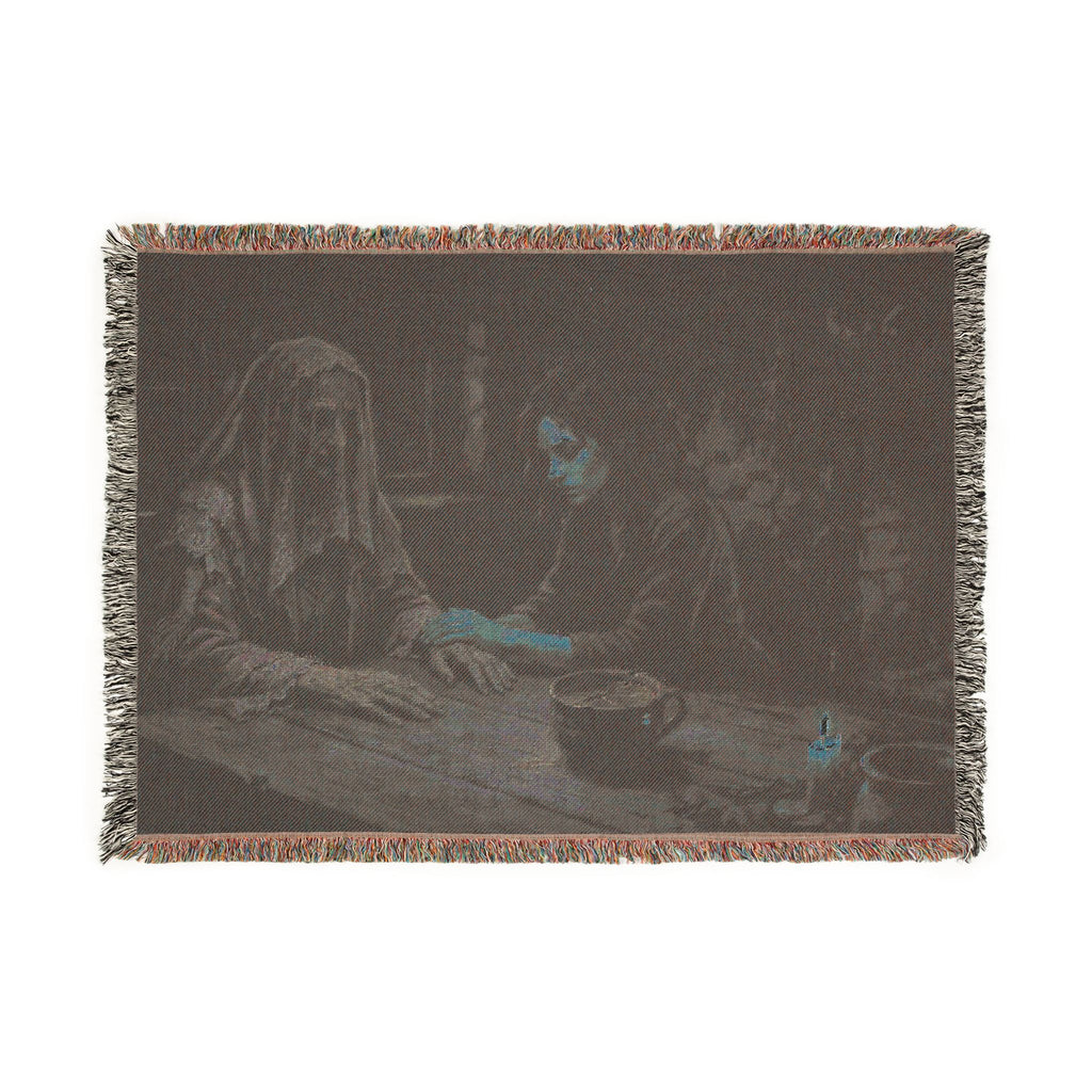 Shadowed Candlelight Woven Blanket — Witchy Occult Throw