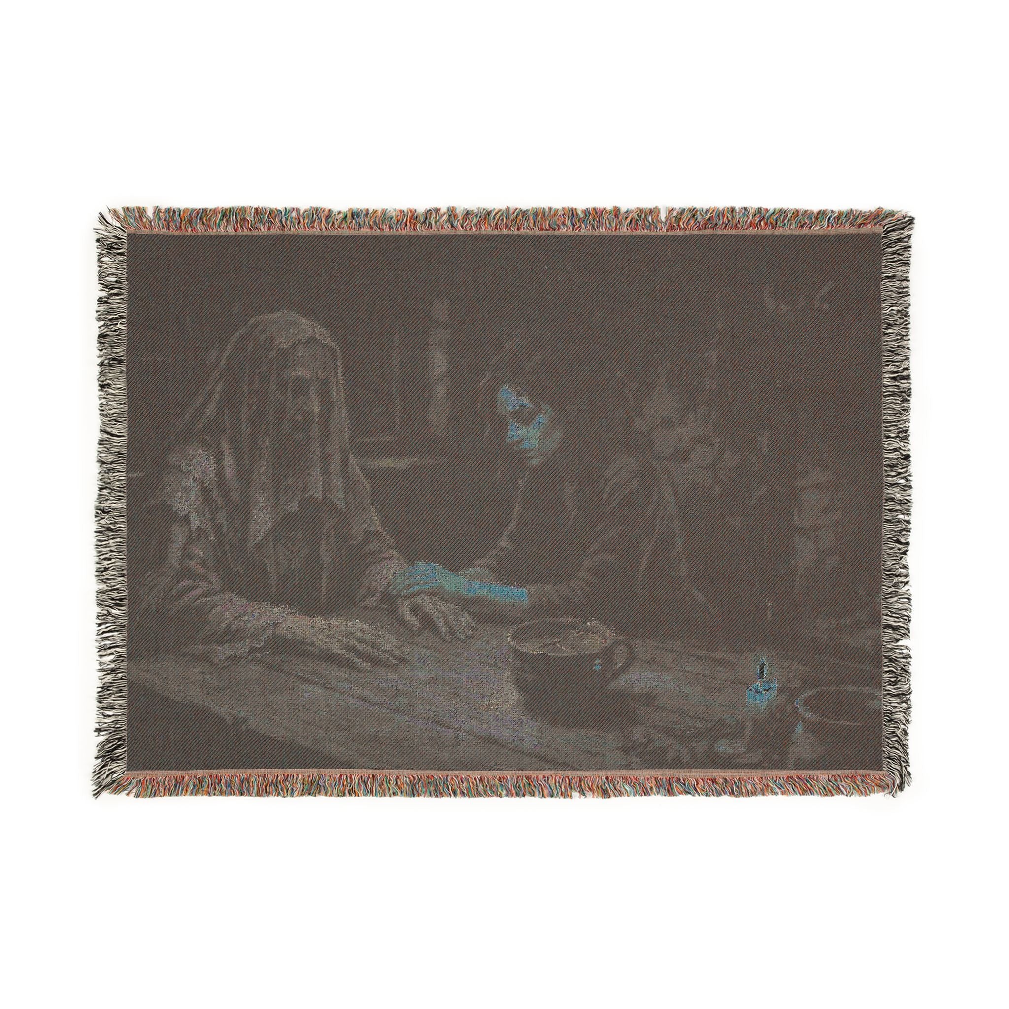 Shadowed Candlelight Woven Blanket — Witchy Occult Throw