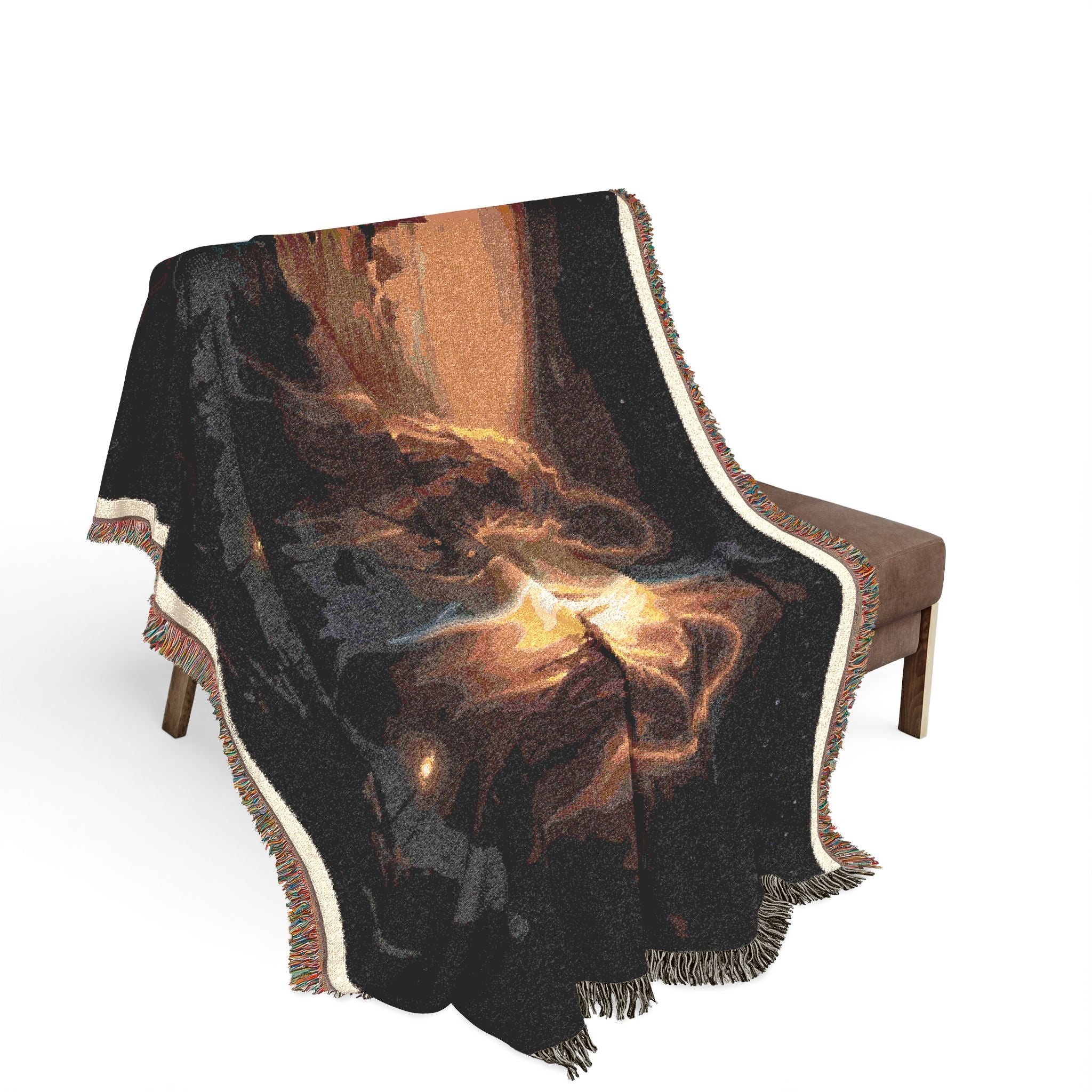 Woven Blanket — Cozy Fireplace & Lantern Scenic Throw