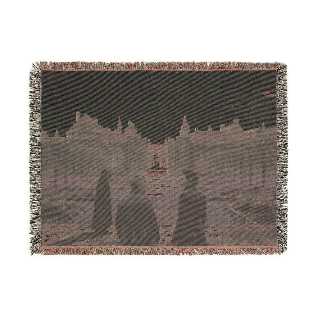 Gothic Castle Scene Woven Blanket — Vintage Travelers Tapestry Throw