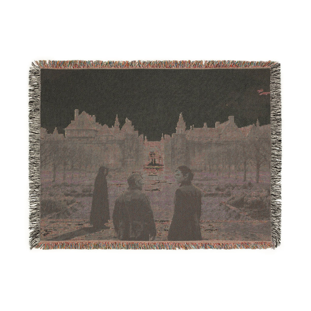 Gothic Castle Scene Woven Blanket — Vintage Travelers Tapestry Throw