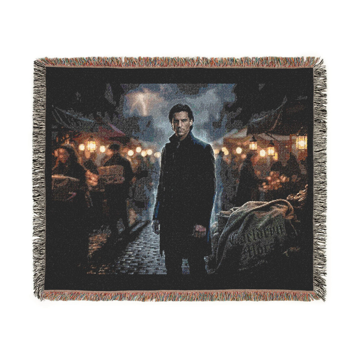 Demon in the Crowd Woven Blanket
