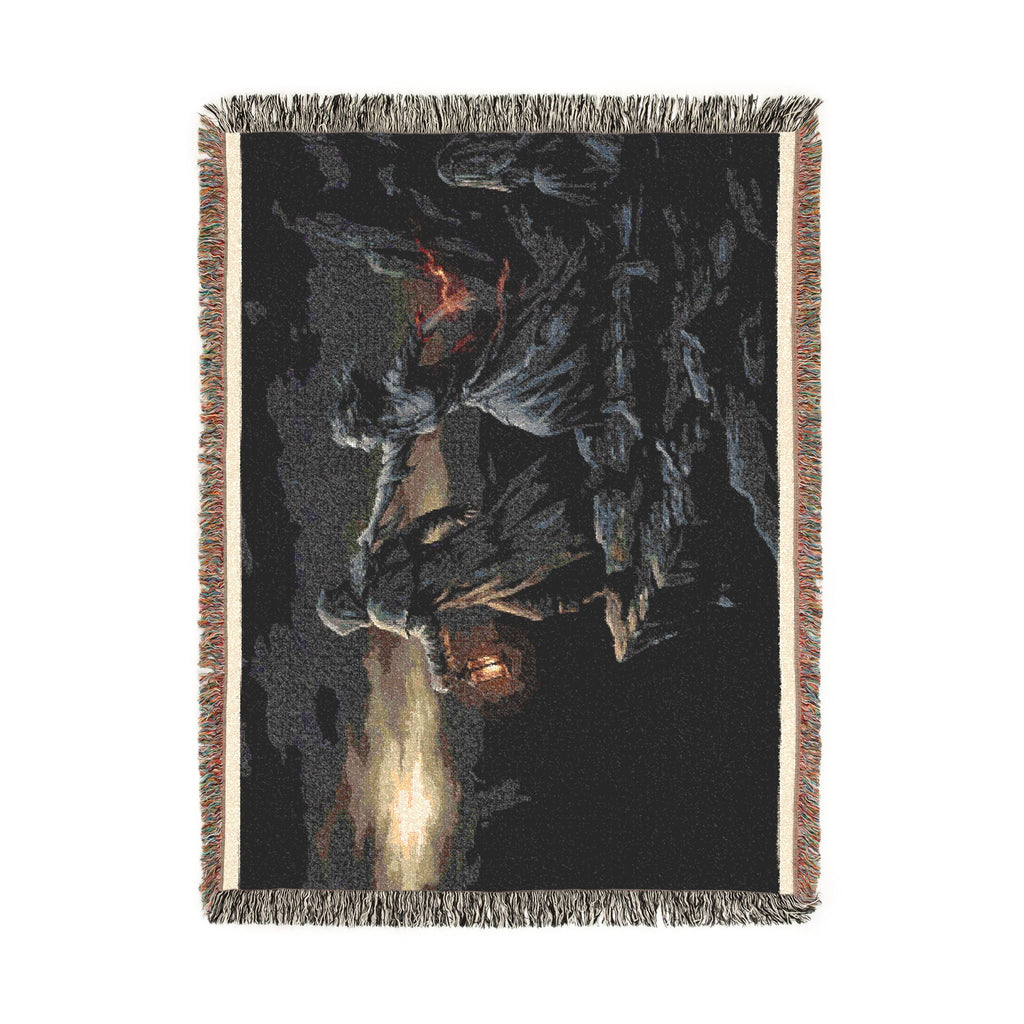 Grim Reaper Lantern Woven Blanket — Gothic Dark Fantasy Throw