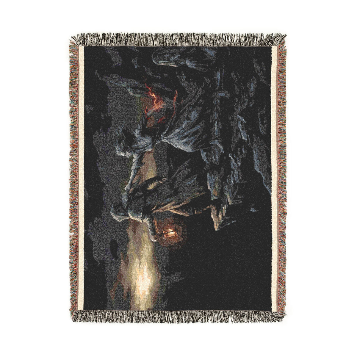 Grim Reaper Lantern Woven Blanket — Gothic Dark Fantasy Throw