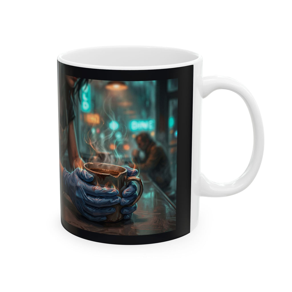 Cold Hands Warm Cup Ceramic Mug - Cozy Noir Diner Coffee Cup