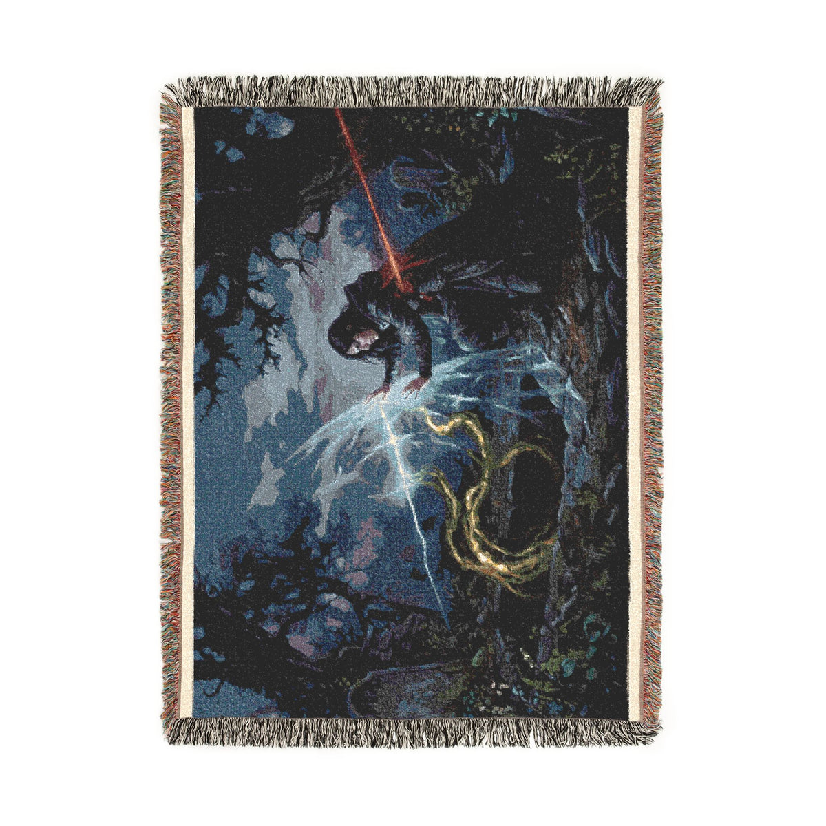 Dragon Knight Woven Blanket – Fantasy Battle Tapestry Throw