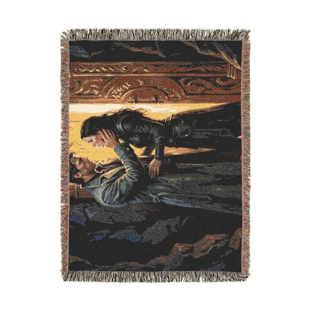 Romantic Medieval Couple Woven Blanket – Cozy Castle-Inspired Throw for Fans of Historical Romance