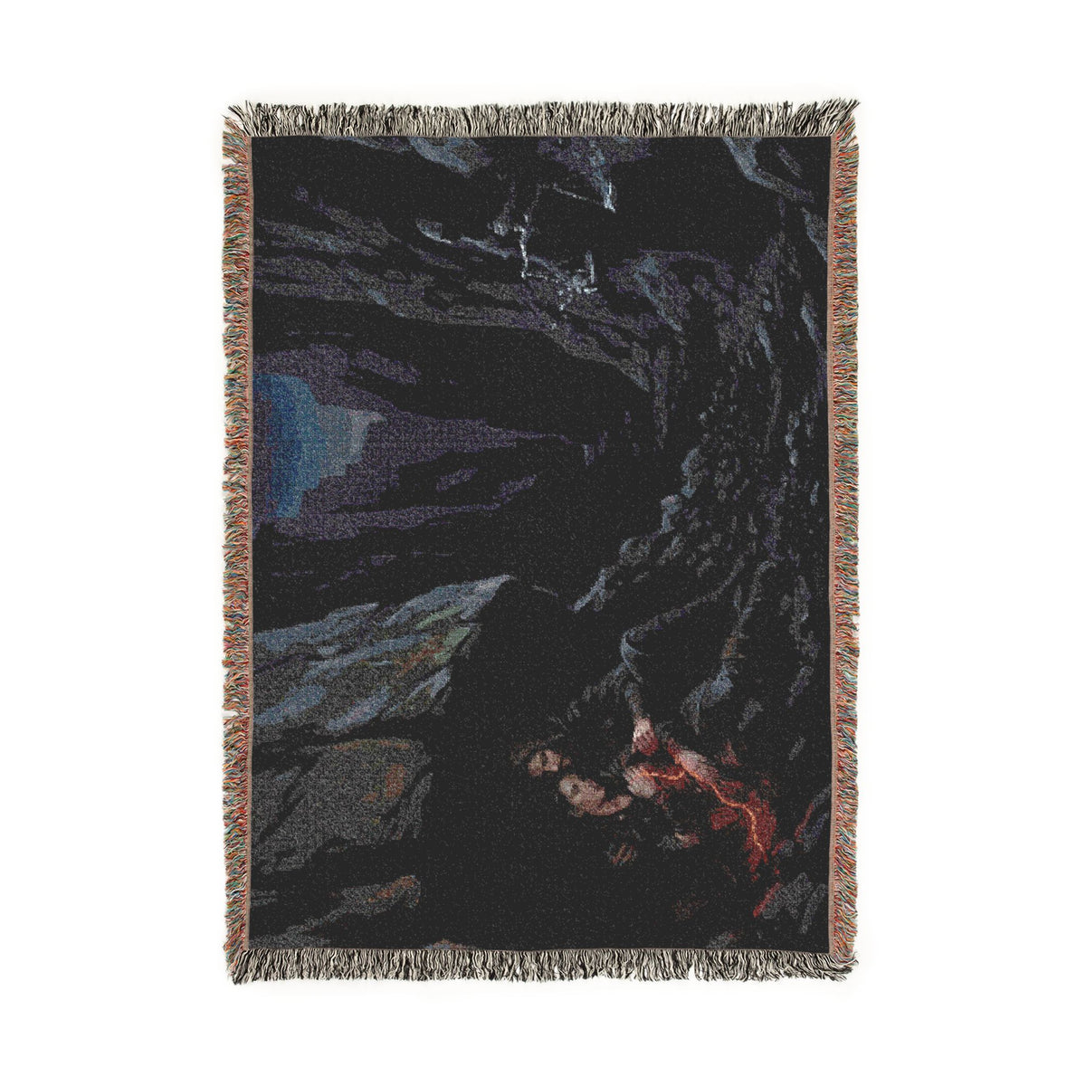 Gothic Cavern Woven Blanket — Dark Fantasy Cave Scene Throw