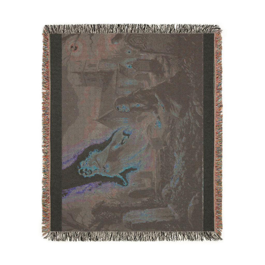 Ghostly Reunion Woven Blanket — Gothic Angel & Graveyard Throw