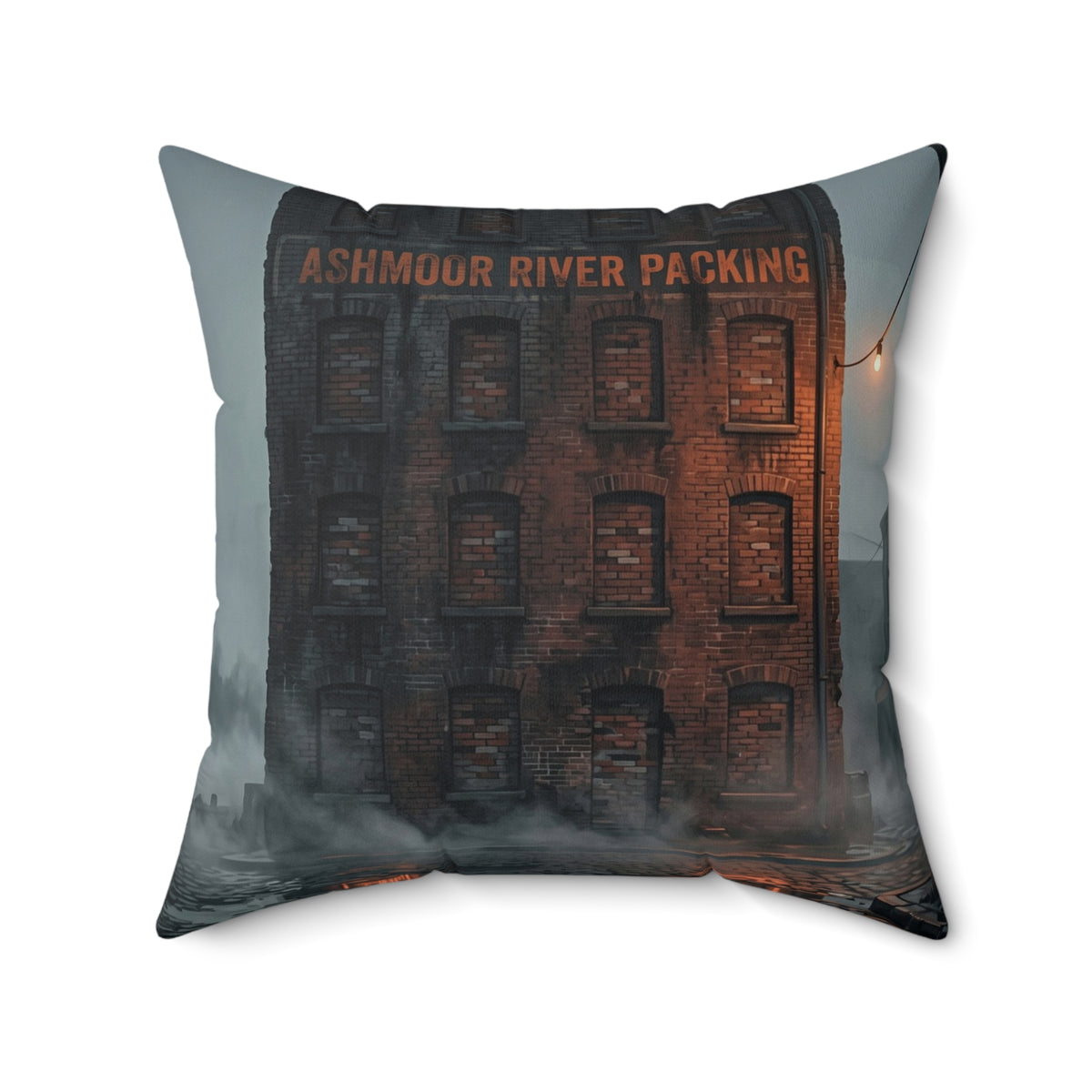 Ashmoor River Packing Throw Pillow - Gothic Industrial Accent Cushion