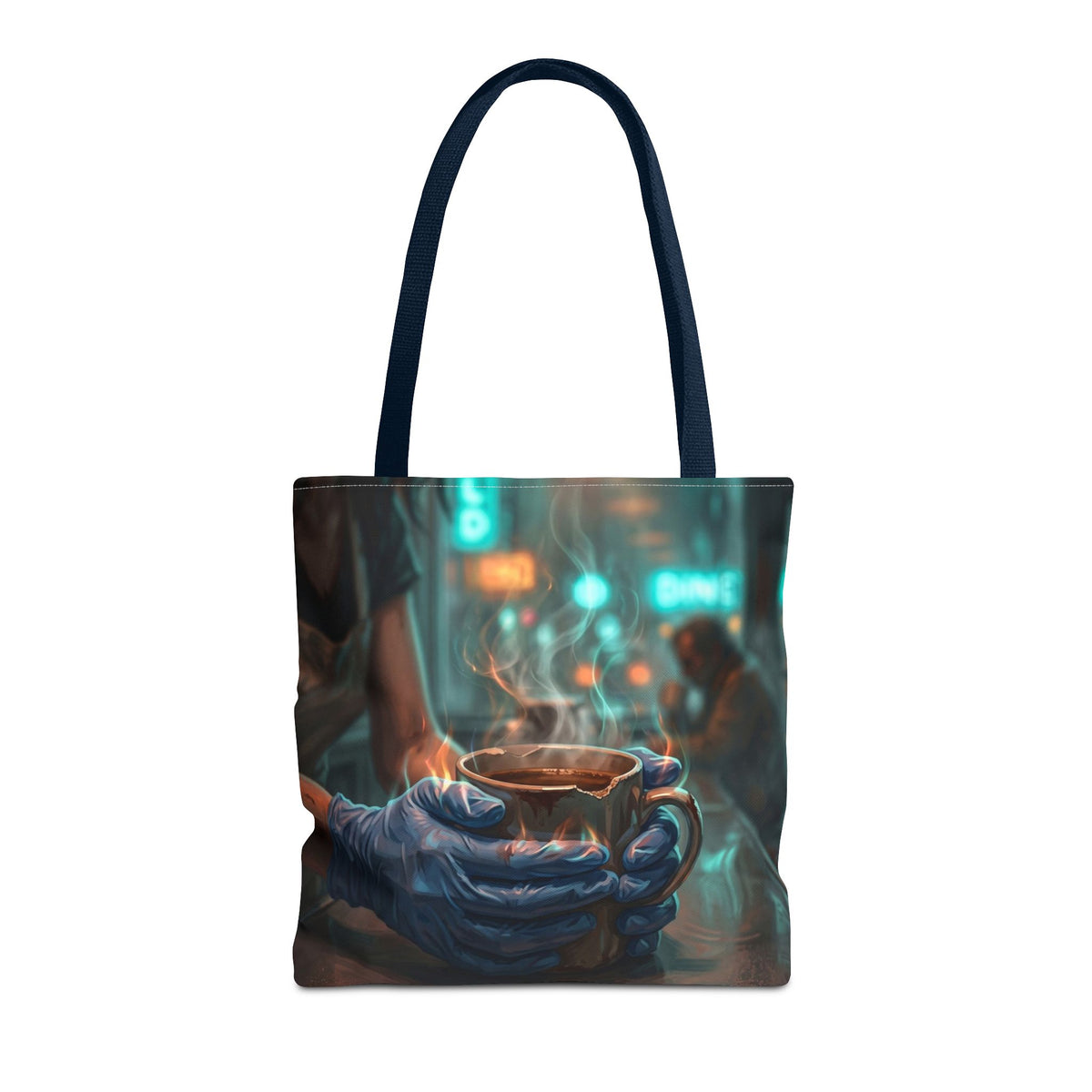 Cold Hands Warm Cup Tote Bag - Cozy Noir Diner Book Bag